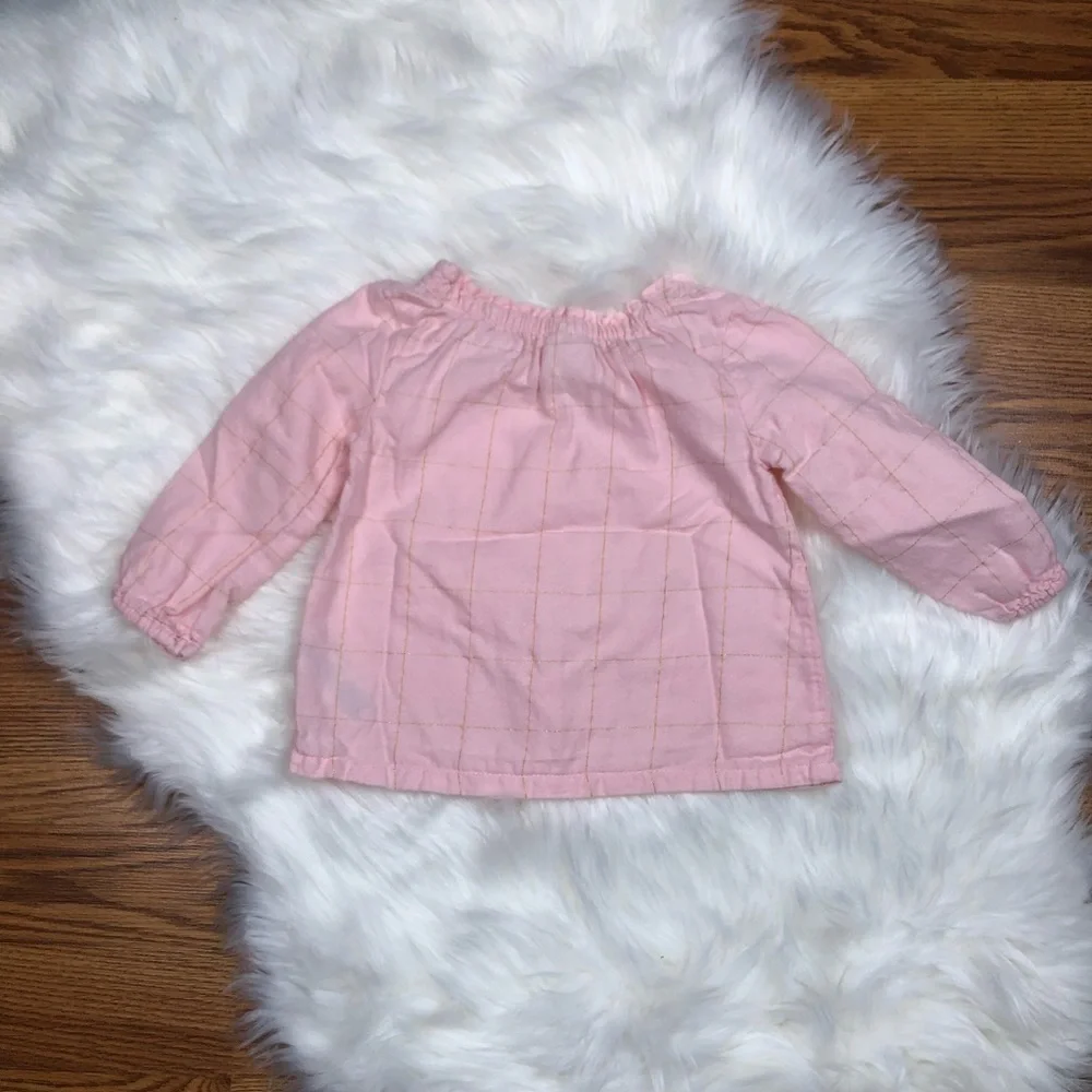 Carter's Baby Girl Pink & Gold Striped Long Sleeve Blouse 12M